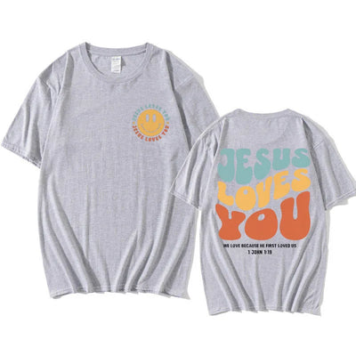 Jesus Loves You Puff print T Shirt Men