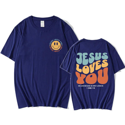 Jesus Loves You Puff print T Shirt Men