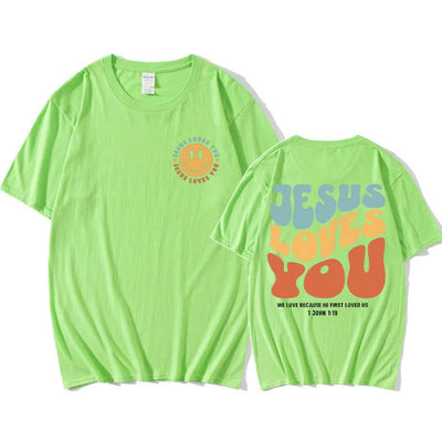 Jesus Loves You Puff print T Shirt Men